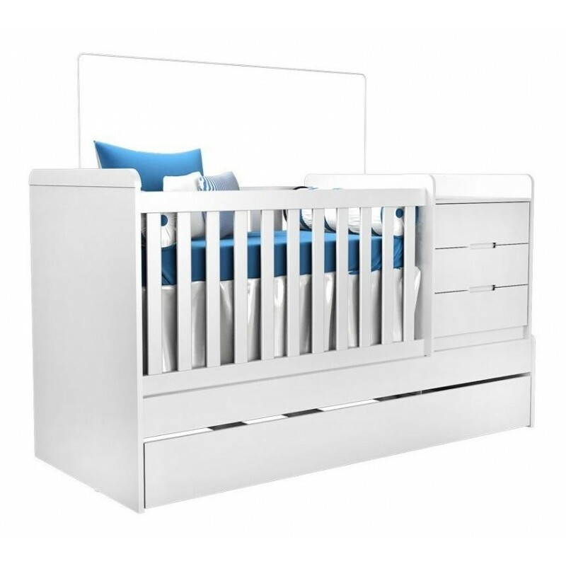 Berço multifuncional Cléo branco da Carolina Baby com cama auxiliar