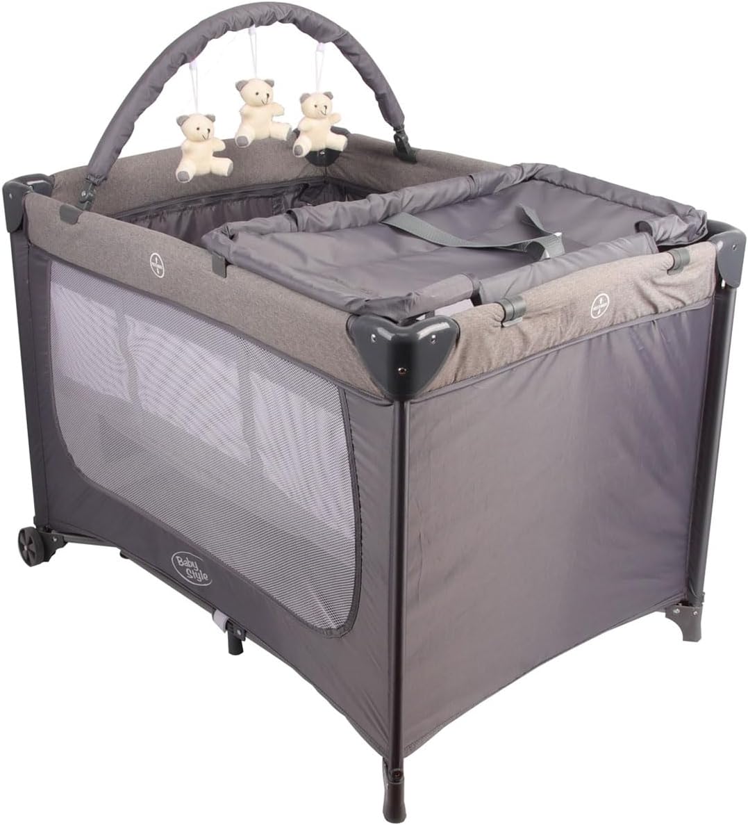 Berço portátil Joly cinza da Baby Style com trocador